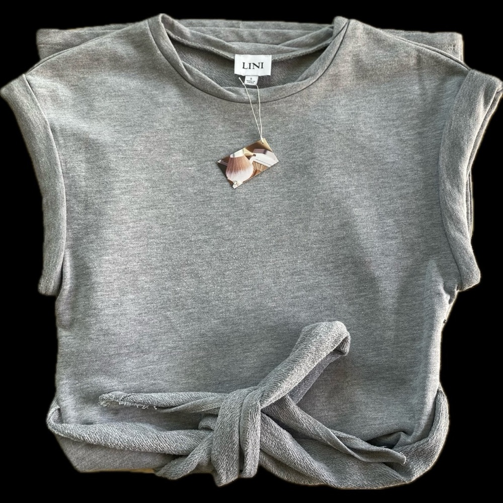 LINI | S | Janelle Tie-Front Muscle Cap Sleeve Tank Exclusive Sweatshirt Dress